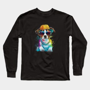 Colourful cool Jack Russell Terrier dog with sunglasses five Long Sleeve T-Shirt